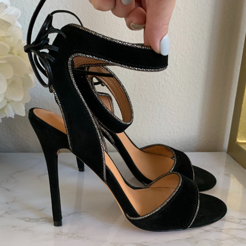 Halston Heritage Teresa Black Suede Heels Nib
